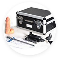 schwarze Aufbewahrungsbox mit Dildo und Stange